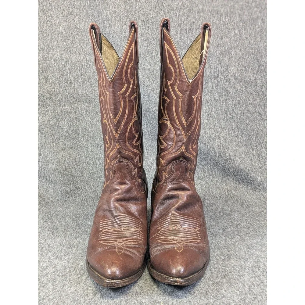 Vintage Dan Post 6851 Mens Brown Leather Cowboy Boots 8.5 D 80s-90s